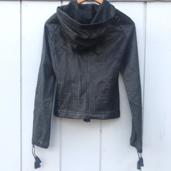 Versace Perforated Leather Jacket with Tassels and Hood - Picture 5 of 13